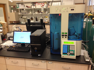 The BET surface area analyzer in UNH lab.